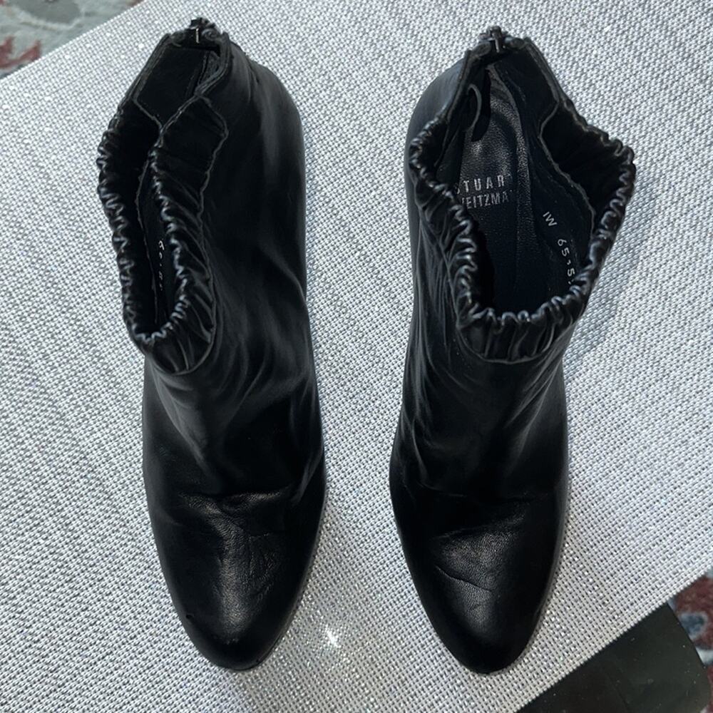 Stuart Weitzman Platform Leather Ruffle Black Lea… - image 5